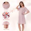 Nightgowns for Women, Women's Sleepwear Lightweight Cotton Nightdress, Crew Neck Sleepshirt Short Sleeve Loose Fit (L)