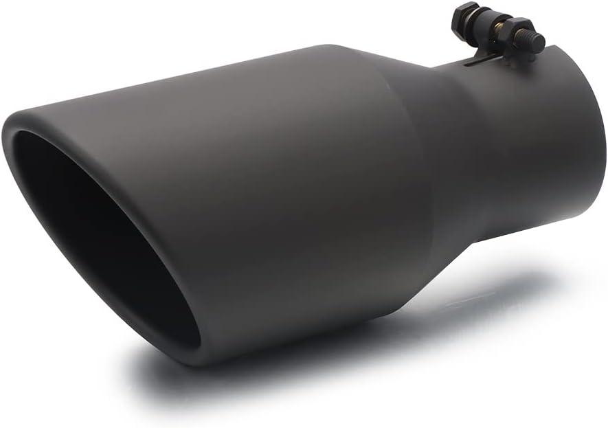 LCGP 2.5 Inch Inlet Exhaust Tip, 2.5" x 4" x 9"Black Exhaust Tailpipe Tip for Truck With Bolt On Design
