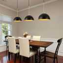 Farmhouse Pendant Lights, 3-Light Black and Gold Dome Pendant Light Fixtures,Industrial Kitchen Island Lighting for Dining Room Bar, E26 Base