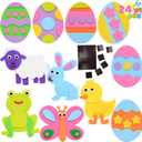 JOYIN 24 Pcs Foam Easter Animals and Egg Magnet Craft Kit, DIY Foam Magnet Craft Kits for Kids Party Favors Arts and Crafts Fun Home Activities, Easter Egg Hunt