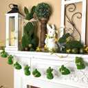 8.2ft Moss Green Easter Bunny Garland with Bow Farmhouse Rustic Spring Decor Flocked Easter Hanging Banner for Mantel Fireplace Wall Home Office Decoration