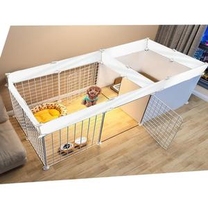 Dog Playpen Indoor with Door, DIY Puppy Play Pen Portable Metal Wire Yard Fence Small Animal Exercise Cage for Small-Sized Dog (White(Middle)