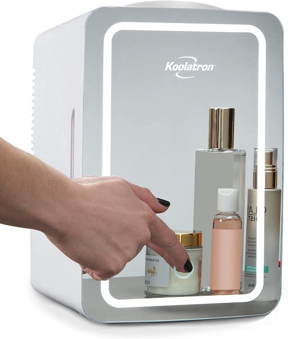 Koolatron Mirrored LED Mini Cooler/Mini Fridge for Cosmetics, Beverages, Food, or Medicines (6 Liters/6.3 Quarts), Small