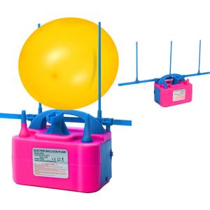 Balloon Pump Electric,110V 600W Balloon Blower Inflator Dual Nozzle Air Pump Balloons Inflator for Decoration, Party, Sport,Gifts:2 Balloon Tying Tools (Rose Red)