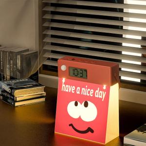 LED Squishy Night Light, with 12 Motivational Cards and Time Display, 5 Levels Dimmable Cute Lights for Bedroom, Rechargeable Touch Lamp, Dorm Decor, Easter Gifts for Teenager