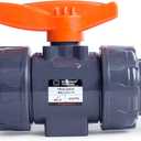 HYDROSEAL Kaplan 1 PVC True Union Ball Valve with Full Port, ASTM F1970, EPDM O-Rings and Reversible PTFE Seats, Rated at 200 PSI @73F, Gray, 1 inch Socket (1 inch)