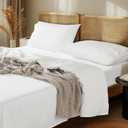 LBRO2M 100% Egyptian Cotton Sheets Set 1000 Thread Count,Queen Size Bed Sheet 4 Piece Sets,Long Staple,16 Inches Deep Pocket,All Season,Bedding Super Soft Breathable,Sateen Weave(White)