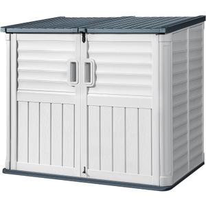 Devoko Resin Outdoor Storage Shed, 34 Cu Ft Outdoor Storage Cabinet Without Shelf, Waterproof, Double Locks, Resin Storage for Trash Can, Garden Tools, Pool Supplies (Beige) 