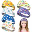 Chunyin 6 Pcs Unicorn Headbands for Girls Cute Elastic Bandeau Adjustable Wide Rainbow Headband No Slip Hair Girl Hair Accessories Stretch Hippie Turban for Children Kids Party Favors (Novelty)