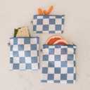 Tiny Twinkle Reusable Snack Bags for Kids 3 Pack Snack Pouches & Sandwich Bag for Toddlers Machine Washable, Mess-Proof for Lunch & Travel (Blue Checkers)