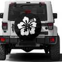 Foruidea White Hibiscus Flower Spare Tire Cover with Backup Camera Hole Wheel Tire Cover Fit Trailer, RV, SUV and Many Vehicle 17inch