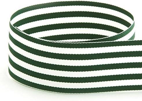 USA | American Made 1-1/2" Hunter Green & White Monarch Striped Grosgrain Ribbon - 20 Yards (1-1/2" - 20 Yards)