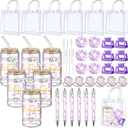 Boao 6 Set Baby Shower Game Prizes for Player Winners Tumblers with Lids Straws Mirrors Hair Scrunchies Pens Hair Clips Gift Bags for Baby Bridal Shower Wedding Game Favors(Purple Butterfly)