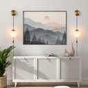 KUZZULL Wall Sconces Set of Two Plug in Wall Sconces Brushed Brass Gold Wall Lamp with Cord Wall Sconce Plug in with Globe White Glass Shade Sconces Set of 2 Wall Light Sconce