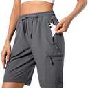Women's Lightweight Hiking Cargo Shorts Quick Dry Athletic Shorts for Camping Travel Golf with Zipper Pockets Water Resistant Dark Grey, L