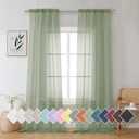 Aiyufeng Sage Green Sheer Curtains 96 Inch Length 2 PCS, Rod Pocket Voile Drapes for Bedroom Living Room, Semi Sheer Curtain Panels Window Treatments for Yard/Patio/Villa/Parlor, 40"x 96", Sage Green