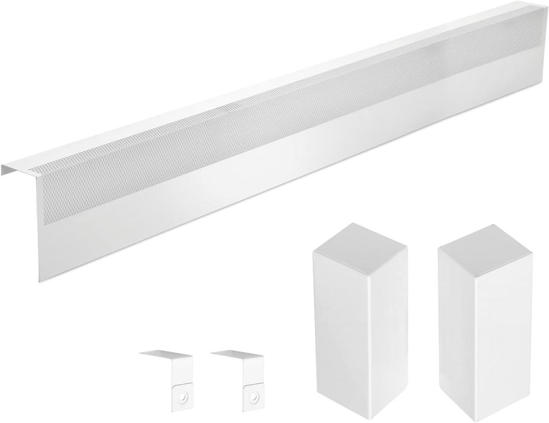 Upgraded 4 FT Baseboard Heater Covers with Left and Right Endcaps, Galvanized Steel Easy Slip-On Baseboard Cover for Replacing Old and Rusty Looking Electric and Hydronic Base board Heater Cover