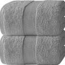 White Classic Luxury Soft Bath Sheet Towels - 650 GSM Cotton Luxury Bath Towels Extra Large 35x70 | Highly Absorbent and Quick Dry | Hotel Quality Extra Large Bath Towels Oversized, Light Grey, 2 Pack