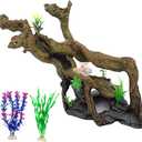 PINVNBY Resin Driftwood Aquarium Decoration Tree Branch Fish Tank Trunk Ornament Betta Log Reptile Climb with Holes for Shrimp Lizard Fish Gecko(3 PCS)