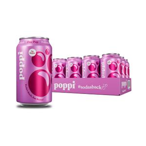 Poppi Sparkling Prebiotic Soda Beverage with Apple Cider Vinegar, Seltzer Water and Fruit Juice, Doc Pop Flavor, 12 Fl Oz, Pack of 12, Packaging May Vary (EXP 12/25/26)