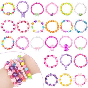 SpringFlower 24 Pcs Kids Bracelets for Girls, Colorful Beaded Bracelet, Toddler Bracelets, Party Favor for Kids, Party Favors Supplies, Easter Christmas Birthday Gift for Toddler Girls