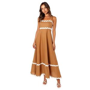Petal & Pup Yana Maxi Dress - Tan White M