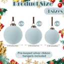 Foilswirl 36 Pcs Gray Blue Velvet Christmas Balls Bulk - 2.36", 2.76", 3.15" Flocked Christmas Tree Ball Ornaments Hanging Decoration for Xmas Tree, Wreath, Home or Party Decorations