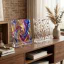 AceOrbit 2 Pcs Display Stand Tile Display Stand for Art Panels Picture Photos Plaques and Warm Glass Art Creations Collectibles Ceramic Tiles Office Trade Show Office, or Gallery (Transparent,Acrylic)