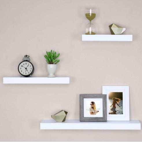 White Floating Shelves, Set of 3 Wall Mounted Hanging Shelves for  Living Room, Kitchen, Bathroom and Office