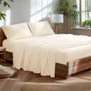 1000 Thread Count 100% Egyptian Cotton Queen Size Sheets Set - Sateen Soft Silky Breathable Luxury Cooling 4 Pieces(Queen,Beige)
