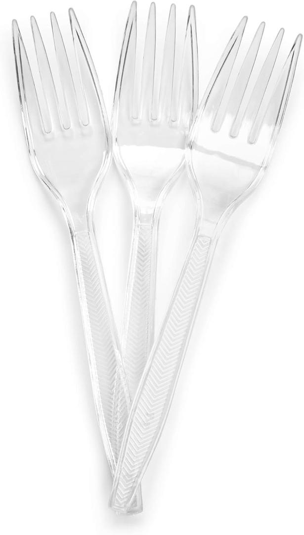 Plasticpro Clear Plastic Forks Disposable Cutlery Medium Weight Utensils 300 Count