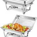 2 Pack Chafing Dishes for Buffet, 8QT Stainless Steel Chafers with Lids, Pans & Fuel Holders, Buffet Warmers Sets for Parties, Events, Banquets, Weddings, Dinners