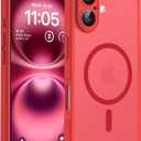 TOCOL Magnetic for 16 Red Case, Upgraded Full Camera Protection, Compatible with Magsafe, Drop Protection, Translucent Matte Back Bumper Phone Cover 6.1-Inch (Red)
