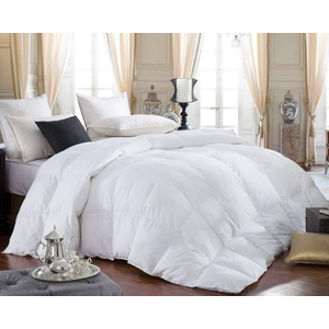 600-Thread-Count Egyptian Cotton Goose Down Comforter, 55 oz. Fill Weight, Baffle Box Design - Solid White (King Size)