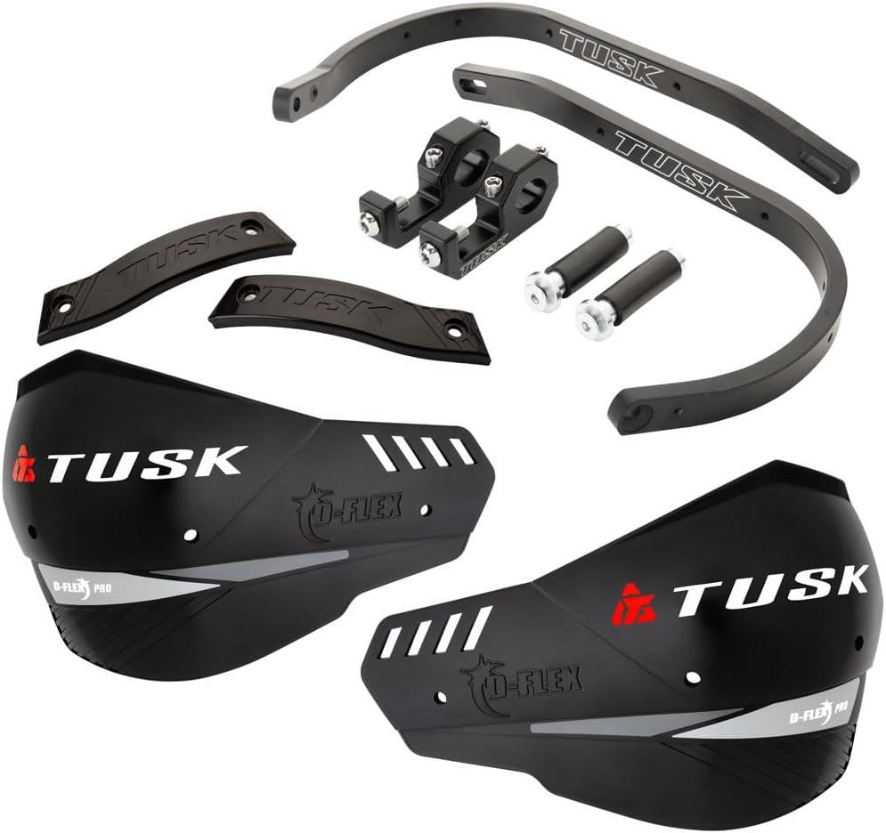Tusk D-Flex Pro Adventure Handguards  Black Aluminum Bar/Black Shields  Universal Fit  Fits 7/8" Handlebars - Compatible with KAWASAKI KLR 650 1997-2025