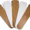 OHLECTRIC 5Pcs 20" Fan Blades - Fan Replacement Blades For 52-inch Ceiling Fan - Substitution for Broken Blades - Ceiling Fan Blades - Indoor Use, White/Bleached Oak