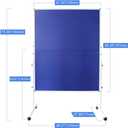 Cork Felt Bulletin Board (Blue) on Wheels, 60 x 48 Inchse Large Reversible Notice Board, Aluminum Frame Double-Sided Foldable, Cork Board for Classrom