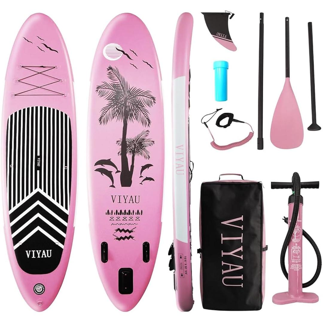 Inflatable SUP Board, Stand Up Paddling Board Equipped with 3-Piece Adjustable Aluminum Paddle + Hand Pump, 320 × 81 × 15 cm