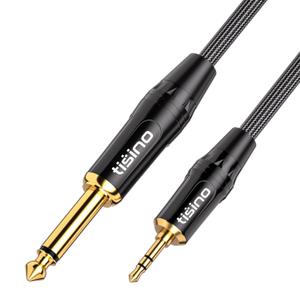 TISINO 1/4 Mono to 1/8 Stereo Cable, 3.5mm TRS Stereo to 1/4 inch TS Mono Interconnect Cable (Mono to Stereo Adapter) - 10 feet