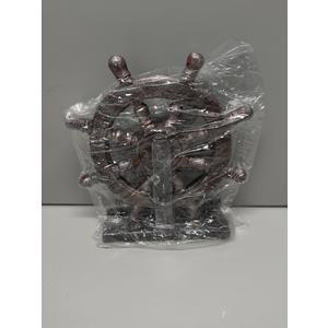 JTSTAN Ship Steering Wheel Boat Sculpture Decor Nautical Rudder Figurine Resin Handicraft Statue Model for Bookshelf Desktop Ornaments Home Decoration