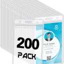 200 Pack Vertical ID Card Badge Holder Clear Plastic Sealable Waterproof Zip Name Tag for Work Office Nurse School