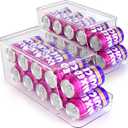 Soda Can Dispenser for Refrigerator with Lids, Stackable Drink Organizer for Fridge, Clear Plastic Refrigerator Organizer Bins, Beverage Can Holders for Pantry, Freezer, Kitchen, Cabinets, Set of 2