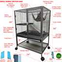 Deluxe Two Tiers Small Animal Critter Cage Tight 1/2-Inch Bar Spacing Water Bottle Food Bowl Feisty Ferret Hammock Chinchilla Rat Mice Squirrel Rabbit Sugar Glider Easy Clean Pull Out Grate Tray
