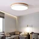 Yiisem Dimmable Wood LED Flush Mount Ceiling Light, 5CCT 2700K-6000K Modern Round Close to Ceiling Lighting Fixtures, Minimalist White Ceiling Lamp for Living Room, Bedroom, Laundry Room
