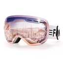 FONHCOO Ski Goggles for Men Women, Anti-Fog OTG Snow Snowboard Glasses with Detachable Lens for Skiing Skating, UV Protection Anti-Glare Pink