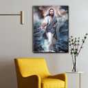 1Pcs Framed Jesus Walking On Water Wall Art Religious Christian Poster Print Inspirational Bible Canvas Artwork For Living Room Or Gallery Display Home Decor 12x16 Inch Ready To Hang
