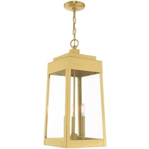 Livex Lighting 20860-12 Oslo - 3-Light Outdoor Hanging Lantern, Satin Brass, 24.50x10.50x10.50