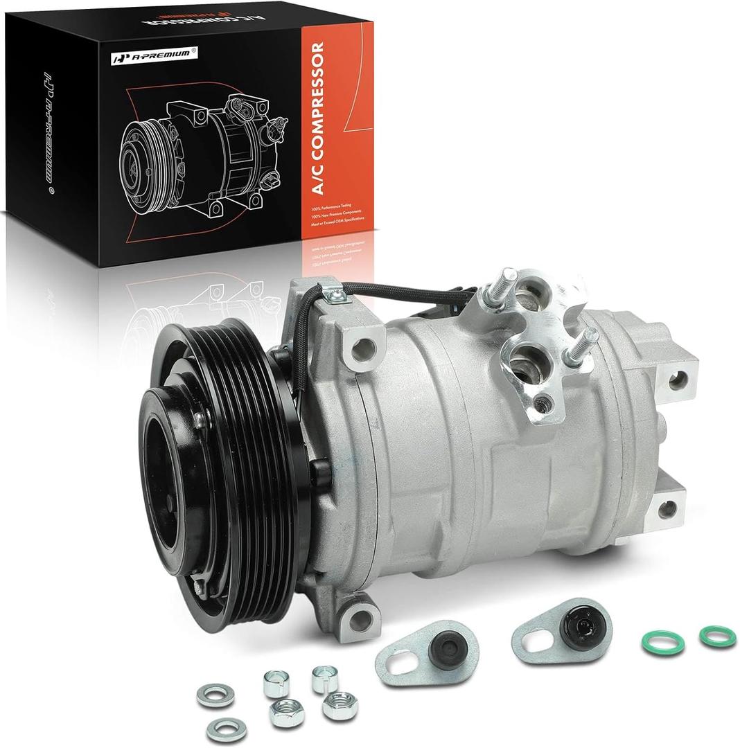 A-Premium A/C Compressor with Clutch Compatible with Chrysler Pacifica 3.5L 2004-2006, 10S17C Style, 6 Grooves