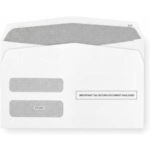 1099 Nec Envelopes 2025 Self Seal, Designed for 1099 3 UP NEC Tax Forms, 3 13/16 x 8 7/8 Double-Window, Security tinted, 25 Pack 1099 Envelpes