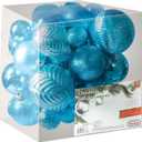 Prextex 36 Piece Christmas Ornaments Set - Acid Blue Christmas Tree Decorations - Shatterproof Ball Ornaments in Small, Medium, and Large Sizes - Durable Holiday Decor for Indoor and Outdoor Use